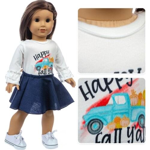 2020 New Bull-puncher skirt suit Fit for American Girl Doll Clothes 18-inch Doll , Christmas Girl Gift(Only sell clothes)