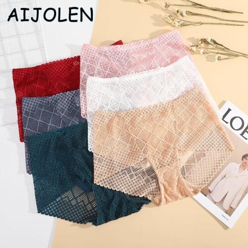 AIJOLEN Solid Color Ladies Mid-waist Panties Hollow Sexy Lace Underwear Slim-fit Hip Underpants Panties for Women