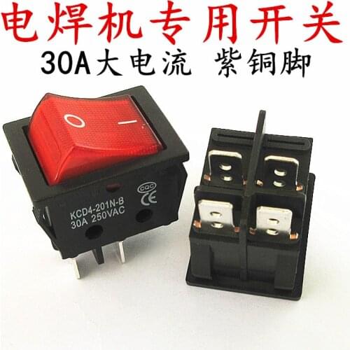 10pcs Welding machine switch power supply ship type switch 30A switch T8555 type KCD4 with light four feet two files
