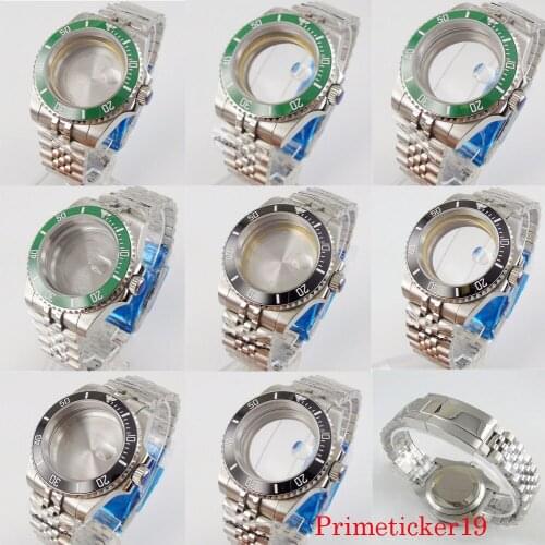 Fit NH35 MIYOTA 8215 Automatic Movement 40mm Stainless Steel Watch Case Sapphire Crystal With Cyclops Jubilee Strap