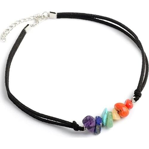 QIMOSTHI 7 Chakra Stone Choker Necklace Bracelets Energy Healing Crystal Yoga Chokers Multilayer Bracelet Jewelry for Women Girl