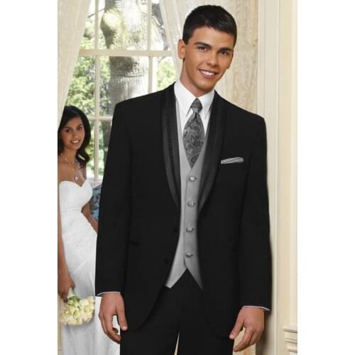 Custom Made Groom Tuxedo Groomsmen Shawl Lapel Wedding/Dinner/Evening Suits Best Man Bridegroom (Jacket+Pants+Tie+Vest) B157