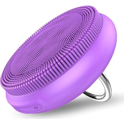 H7JC Ultrasonic Electric Facial Cleansing Brush with 5 Adjustable Vibration Modes Silicone Finger Ring Buckle Face Scrubber