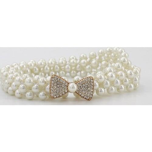 Female Waistband Versatile Waist Belts Pearl Bow Belt Flower Waist Chain Dress Sweety Women Wedding Designer Pearl