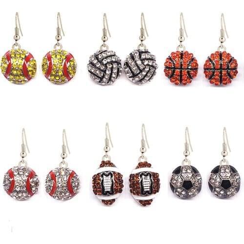 Pave Crystal Baseball Softball Team Sports Drop Earrings Football Jewelry Rugby American Football