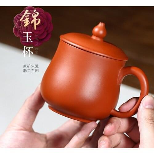 Yixing Zisha Cup pure handmade raw mineral vermilion tea cup cover cup office tea cup Jinyu cup