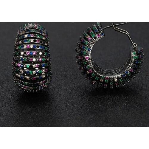 Zlxgirl jewelry High-end hollow semicircular zircon wedding earrings The most popular banquet earrings jewelry in Europe brincos
