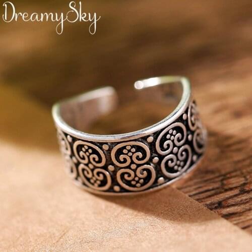 Punk Retro Silver Color Pattern Rings For Women Ladies Jewelry Big Finger Antique Rings Girls Gifts Anillos High Quality