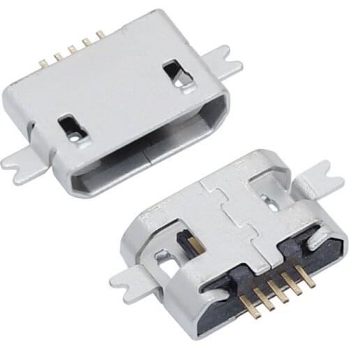 100PCS/Lot Micro USB Female Jack/Socket connector SMT Sinking Plate 1.0mm Flat Mouth