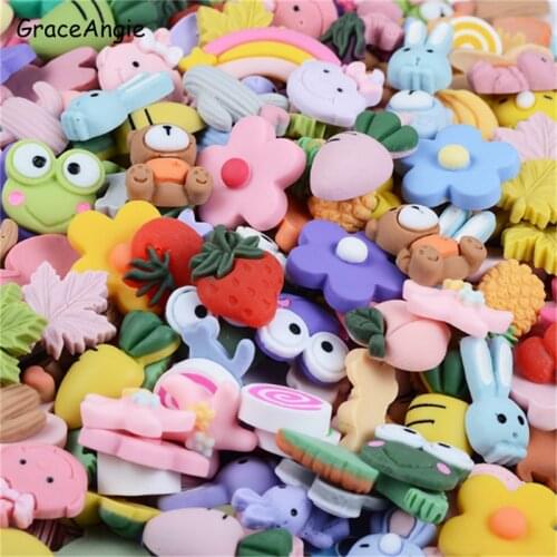 100pcs/lot Mix Flatback Cabochon Cartoon Animal Scrapbook DIY Hair Jewelry Crafts Tree Leaves Frog Star Cute Rubbit Christmas