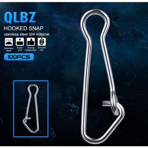 100pcs Hooked Snap Fishing Barrel Swivel Safety Snap 12mm-29mm Swivel Snap 0#-6# Fishing Swivels