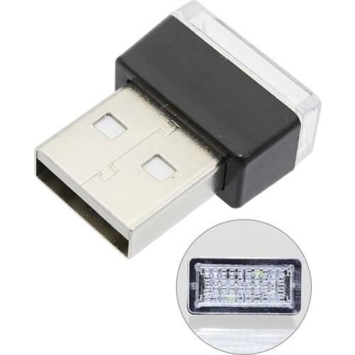 2pcs Mini LED Car Atmosphere Light DC 5V USB Cigeratte Lighter Decoration Light Auto Foot Lamp Interior Lighting 5 Colors