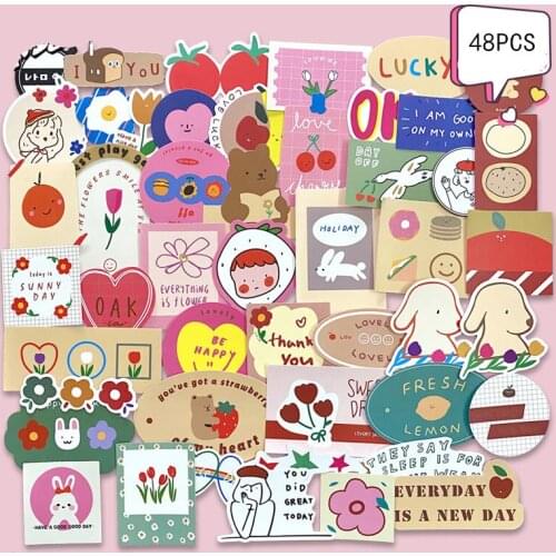 48PCS Cute cartoon bear bunny stickers/Scrapbooking Stickers /Decorative Sticker /DIY Craft Photo Albums