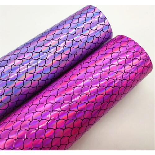 A4 size 20*33CM synthetic hologram mermaid pattern sheet leather fabric for bow and bag 309