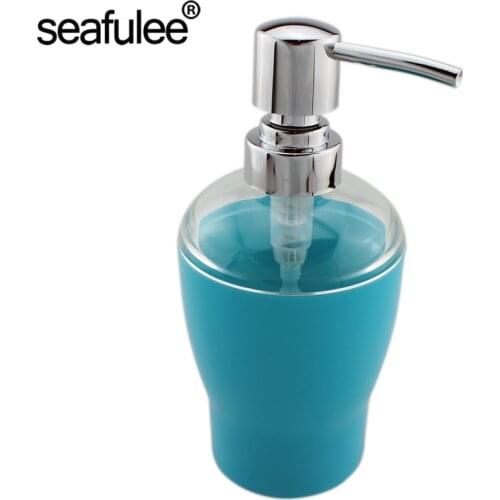 Acrylic Lotion Liquid Soap Dispenser Pump Bottle Kitchen Bathroom Countertops Accessory 10 OZ (Light Blue)