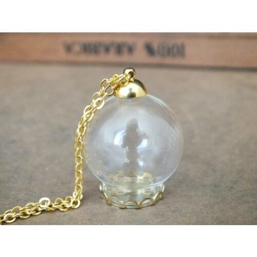 Free ship!!25x15mm glass globe round with gold base, DIY galss bottle pendant ,necklace pendant