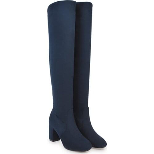 Big Size Europeans and Americans with round head, thick heel, high heel, slim jacket and knee-length boots