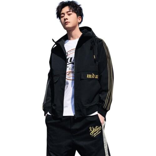 Masculine Drawstring Solid Color Hooded tactical Bomber Jackets streetwear mens windbreaker biker Jacket Big Size Loose Vintage