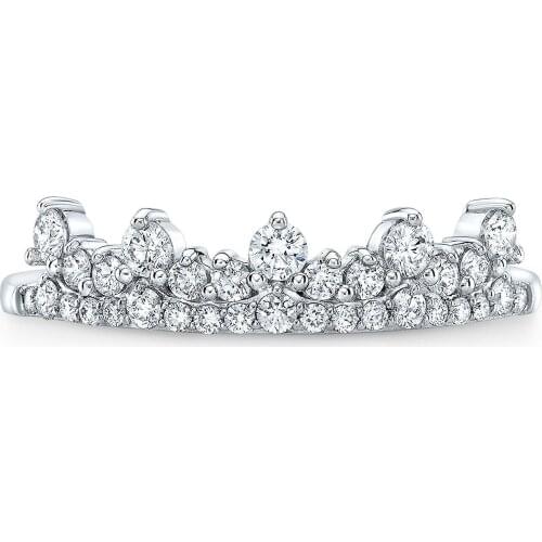 Diamond Ring 10k White Gold Brilliant Round Cut Tiara Crown Accent Band 0.45 TCW