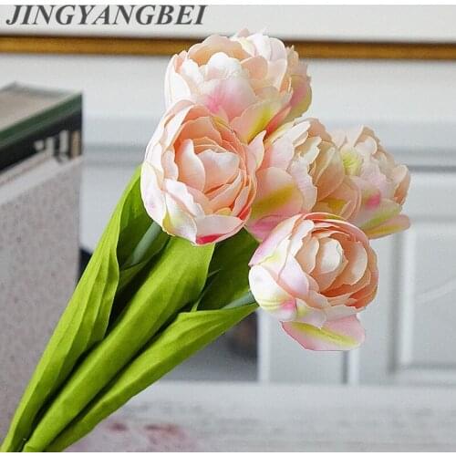 6 head silk tulip bouquet Artificial Flowers for Home Party Wedding Christmas Decoration fake flowers photography decorative