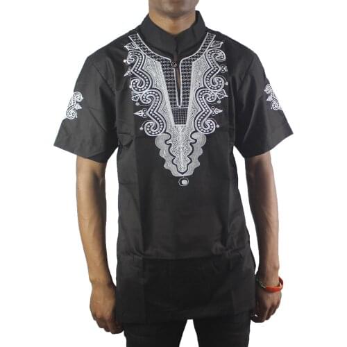 Black Male embroidered tailored African dashiki shirt