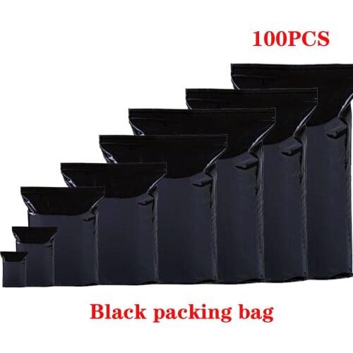 Black self-sealing plastic zipper bag self-locking storage bag food packaging debris storage bag can be re-closed bag thickening