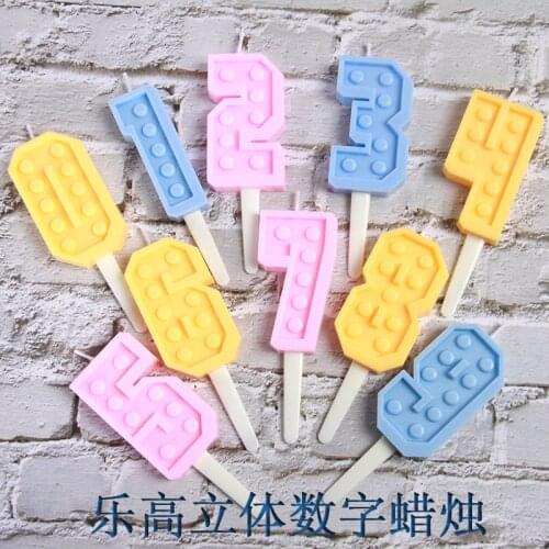 Lego color digital candle baby birthday cake decoration birthday candles dessert table party supplies decoration