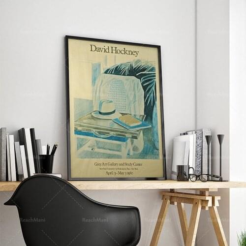 David Hockney-Exhibition Poster 1980- Canvas Art Deco Wall Poster Unique Gift
