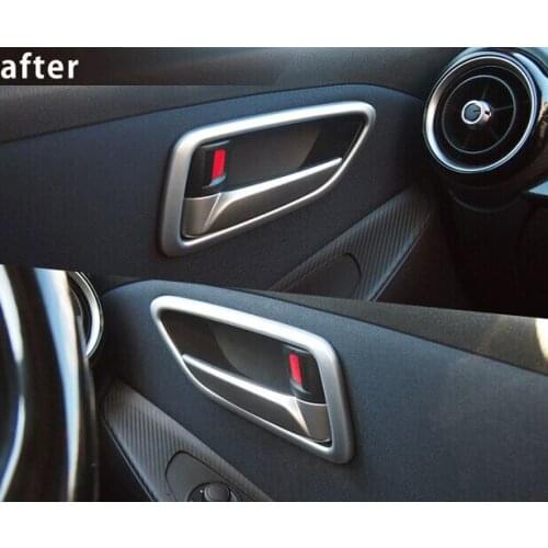 For Mazda 2 Demio DJ DL 2015 2016 2017 ABS Pearl Chrome Inside Interior Door Handle Cover Trim