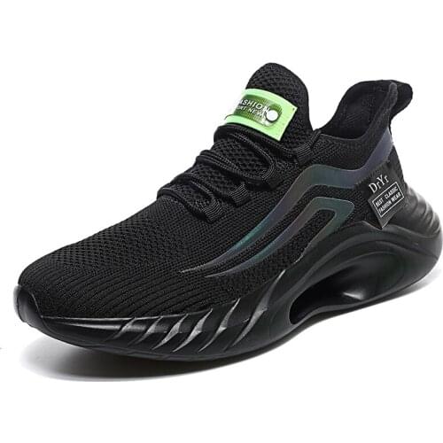 Breathable Mesh Mens Sneakers Lightweight Soft Lace Up Sports Running Shoes Non-Slip Wear-Resistant Zapatos Reflective Footwear