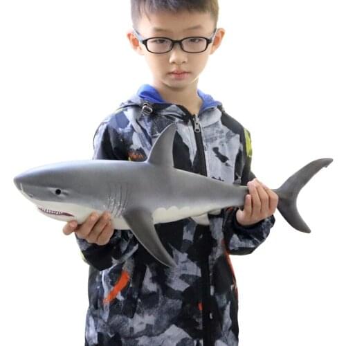 Simulation Large Size Sea Life Animals White Big Shark Soft Cotton Action Figures Model Lifelike Educational Toys For Kids Gift