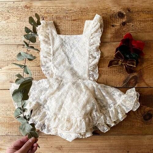 0-24M Princess Newborn Infant Baby Girl Lace Romper White Jumpsuit Playsuit Overalls Summer Costumes Baby Clothes
