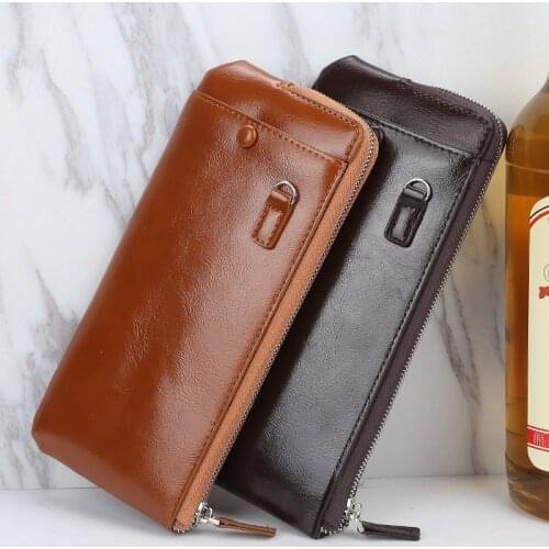 Wallets Men Leather Long Style Purse Coin Case Cell Phone Pocket Male Multifunction Portable Card Holder Quality Wallet XA205C