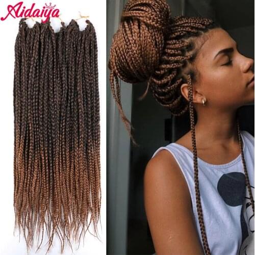Aidaiya Box Braids Crochet Hair Extensions Ombre Braiding Hair Bulk Crochet Braids Brown Bug Synthetic Hair Extensions For Wome