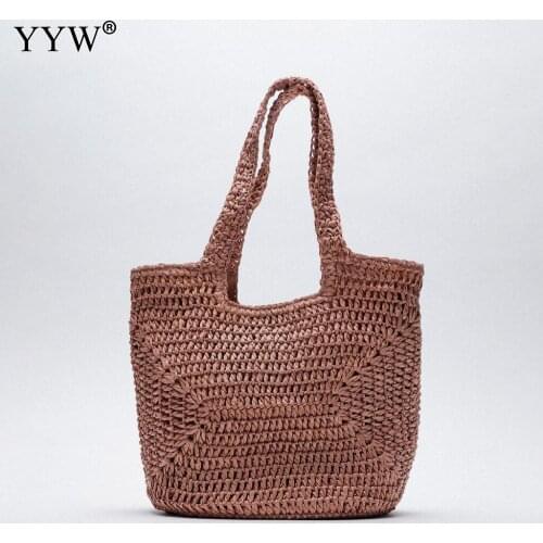 Summer Bags Handbags Shoulders Vintage Handmade Woven Shoulder Bag Raffia Rattan bags Bohemian Summer Vacation Casual Big Bags
