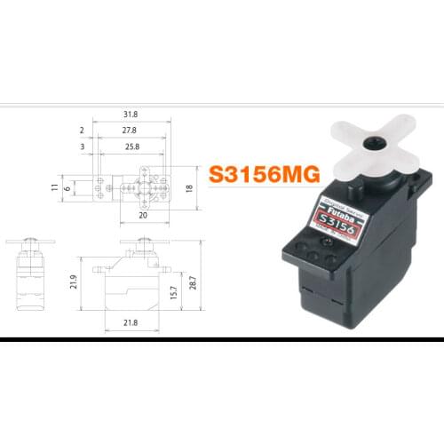 FUTABA S3156 miniature steering-gear with metal teeth