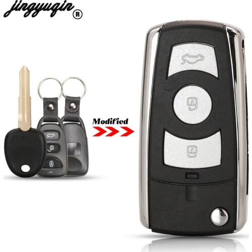 Jinyuqin Modified 3 Buttons For Hyundai Terracan 2006 Fit Kia Fob Flip Folding Remote Car Key Case Shell With Blade Replacement