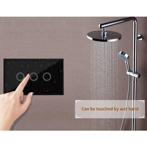 US Wall Light Touch Switch Panel On/Off Sensor 3 Gang One Way Waterproof Touch Screen Wall Switch Home LED Light Switch Plate