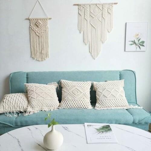 100% Cotton Boho Style Cushion Cover Hand Made Woven Pillowcase Tassels Home Decoration Macrame Pillow Cover For Sofa bed