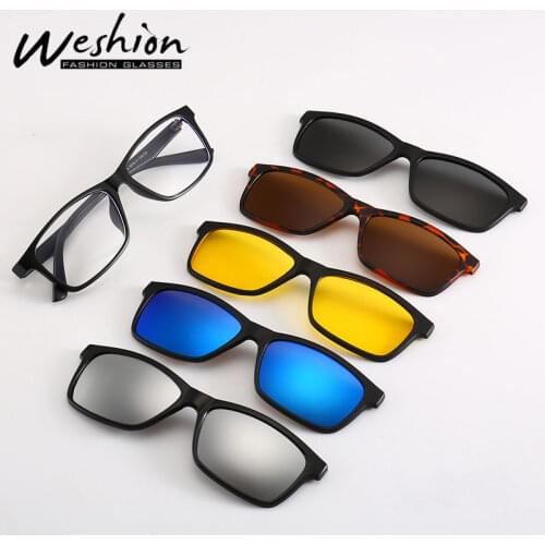Sets Polarized Men Sunglasses Women 5 In 1 1 In 1 Clip On Glasses 2019 TR90 Optical Prescription Frames Eyeglass Corrective UV40