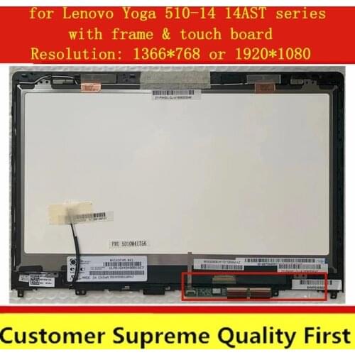 ORIGINAL WITH FRAME & WITH BOARD 14" for Lenovo Yoga 510-14 14AST 14ISK 80S yoga 510-14ikb Touch glass Screen Digitizer