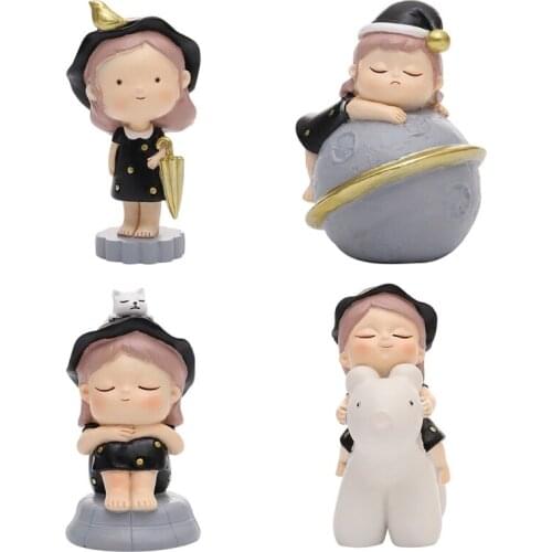 Resin Cake Toppers Figurine Cute Girl Statue Baking Ornament Home Car Desktop Decoration