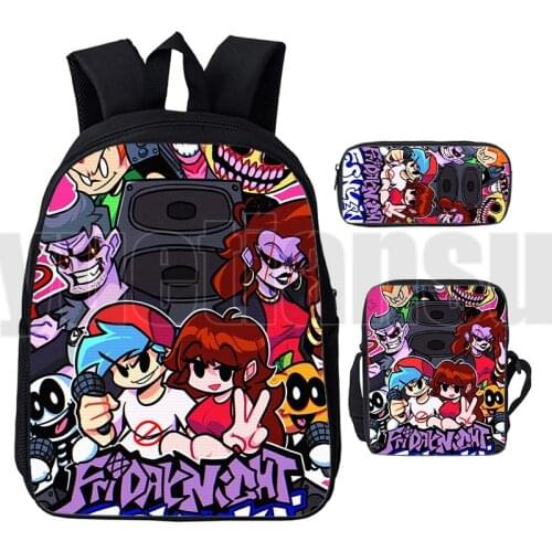 Hot Game Friday Night Funkin Bag 3D Print Anime 3 Pcs/Set Primary School Bag Teenager Laptop Book Bag Fnf Backpack Harajuku