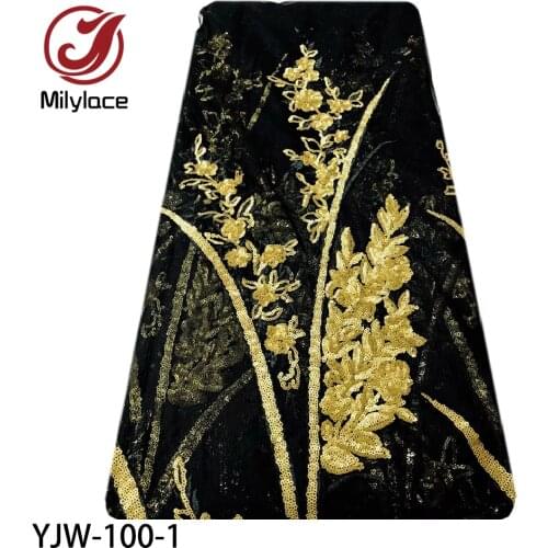 Latest Lace Fabric 2020 Beautiful Sequins Tulle Lace Fabric High Quality African Women Lace Fabric for Dress YJW-100