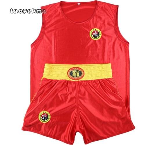 Sanda Sets Kongfu Wushu Suit Muay Thai Boxeo MMA Clothes Taekwondo Boxing Clothes Sets Shorts+Jersey Martial Arts Kid&Adult T18