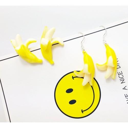 New Arrival Funny Banana Shape Creative Lovely Fruit Drop Earrings for Women Girls Korean Style Fashion Dangle Earring Jewelry