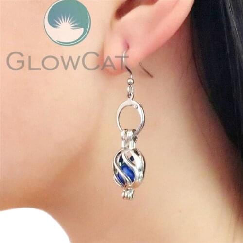 KE133 Geometry Twist Dangle Earrings Beads Cage Perfume Essential Oil Diffuser Stone Pearl Cage Locket Drop Earring