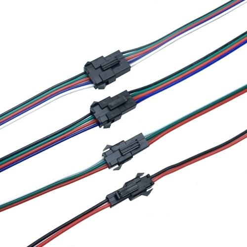 SM JST Connector 2/3/4/5 pin 5/10/20/50/100 Pairs LED Extension Cable Male Female SM Wires Cable Pigtail Plug For LED Strip