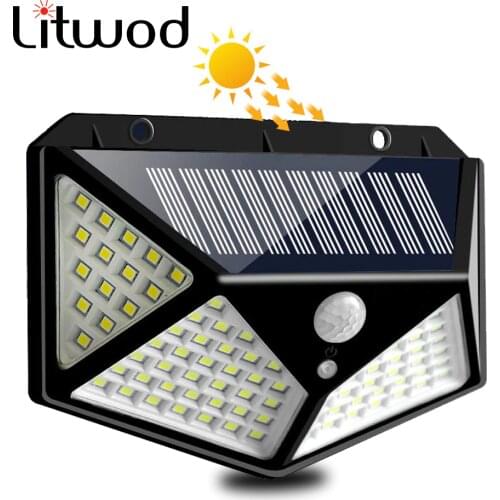 Solar Light Outdoor Lamp Motion Sensor 100 Led Built in Battery Powered Sunlight Waterproof Street Light for Garden Decoration