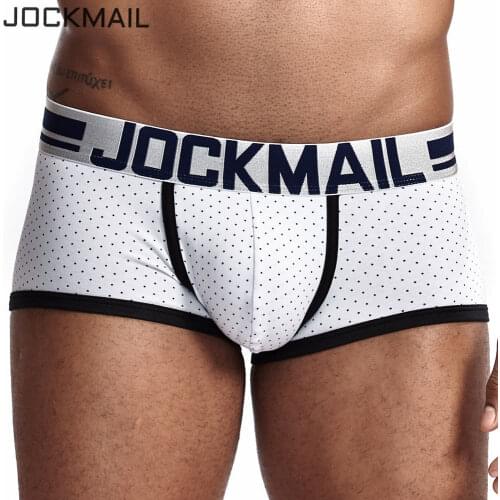 JOCKMAIL Brand Male Panties Breathable Boxers Cotton Men Underwear U convex pouch Sexy Underpants Printed leaves Homewear Shorts